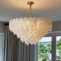 Lustre LED en verre moderne européen, hauteur réglable, structure en fer, blanc chaud, salon, salle à manger, chambre à coucher, garantie de 2 ans