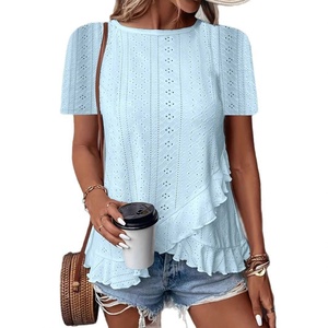 Camiseta de Jacquard con Patrón Geométrico, Casual y a la Moda para Mujer, Nueva Colección Primavera/Verano 2026, Estilo Europeo Americano, Venta en Línea Internacional - Product Image 5