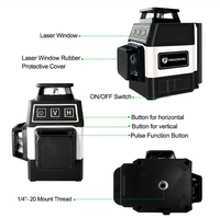Niveau laser industriel à 12 lignes, auto-nivelant, haute précision, faisceau vert 610 nm, ligne fine, pour murs et sols, avec accessoires