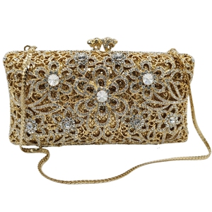 Women Floral Butterfly Crystal Evening Bag Chic Rhinestones <b>Clutch</b> Purse <b>Wedding</b> Guest Handbag with Removable Chain - Product Image 2