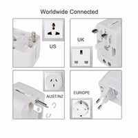Adaptateur de voyage universel double USB en ABS, international tout-en-un, prises EU/UK/USA/AU, 110-250V, avec prise et douille
