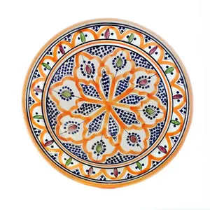 Fas plakaları dekoratif seramik vintage stil boyalı yemek tabakları, tatlı tabakları, kahvaltı seramik tabaklar