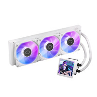 Coolermaster B360 LCD 360 BLANC Radiateur de refroidissement liquide pour boîtier d'ordinateur, LED ARGB 3/4 broches, roulement fluide, conception silencieuse