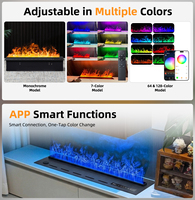 Cheminée électrique intégrée pour villa, avec atomisation 3D, 64 couleurs LED, flamme simulée à vapeur d'eau