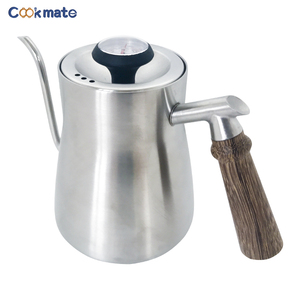 Tetera de café con cuello de cisne de acero inoxidable 304 de alta calidad, tetera de cocina con mango de madera de 850ml con escala de termómetro - Product Image 1