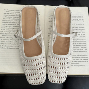 Nouvelles sandales d'été 2025 pour femmes, à bout rond et talon bas, en maille, tissées à la main, sexy et ajourées - Product Image 3