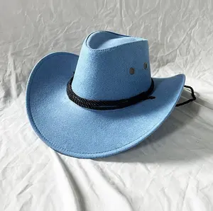 Y005 Custom logo outdoor men's big brim cow hat full print foldable cowboy hat hand-woven deerskin cowboy hats