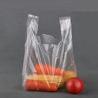 Sacs de courses personnalisés avec logo imprimé, robustes, transparents, légers, avec soufflets latéraux et poignées gilet, en plastique recyclable de qualité alimentaire