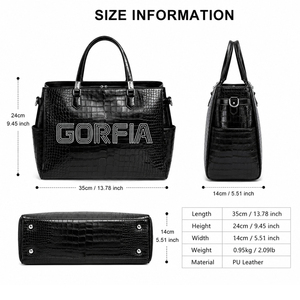 <span class=keywords><strong>Sac</strong></span> fourre-tout GORFIA en cuir vegan <span class=keywords><strong>noir</strong></span> gaufré crocodile pour femme, grande capacité, <span class=keywords><strong>sac</strong></span> à bandoulière, sacoche de bureau et de voyage - Product Image 5