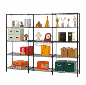 Giá để đồ bằng sắt 5 tầng kết hợp, chịu lực cao, màu đen, dùng cho nhà bếp/phòng khách - Product Image 1