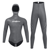DIVESTAR Custom 3mm CR Neoprene Dua Bagian Abu-abu Super Elastis Kulit Halus Tahan Air Bernapas Depan Unisex Wetsuit Freediving