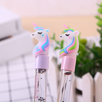Bolígrafos de Gel Flotantes con Purpurina LED Kawaii, Bolígrafo de Tinta Negra con Diseño de Dibujos Animados