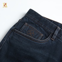 Jean pour homme en fibre de cellulose régénérée écologique, coupe droite, style business décontracté, avec broderie classique sur les poches