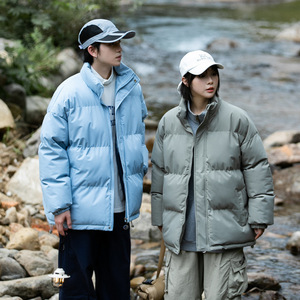 เสื้อแจ็คเก็ตบุผ้าฝ้ายคอตั้งหนาสำหรับผู้ชาย สไตล์คู่รัก สีพื้น ไซส์ใหญ่ สำหรับฤดูใบไม้ร่วงและฤดูหนาว - Product Image 1