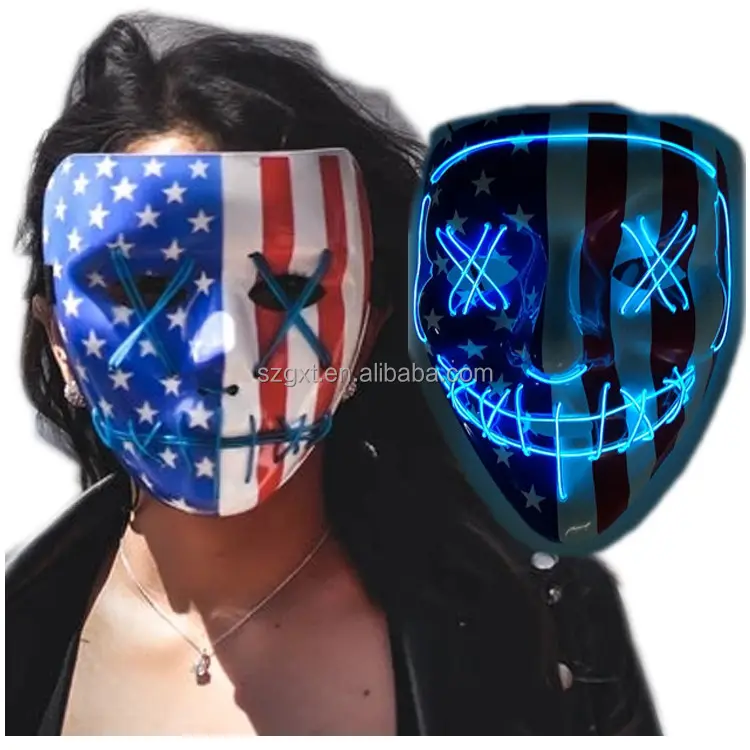 Licht Up Maskers Gestikt Amerikaanse Vlag 4TH Juli Led Verlichte Kostuum Masker Voor Edm Rave Party Dj Halloween Kostuum movie