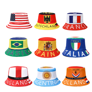 Sombreros de Pescador al por Mayor con Bandera de la Selección Nacional de la Copa Mundial de Fútbol, de Ala Ancha Plana, de Poliéster, Transpirables, para Deportes al Aire Libre - Product Image 1