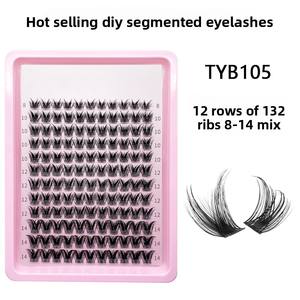 <span class=keywords><strong>Kit</strong></span> de faux <span class=keywords><strong>cils</strong></span> segmentés à bouquets individuels BlingBlang, best-seller, 8-14MM, bande en coton noir transparent, PBT semi-fait main - Product Image 3