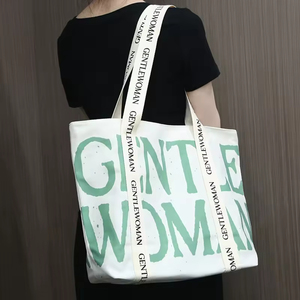Túi tote đựng đồ đi chợ cỡ lớn bằng vải <span class=keywords><strong>canvas</strong></span> cotton, in logo tùy chỉnh, có thể tái chế, dành cho nữ - Product Image 5