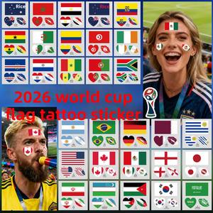 Nouveau style 2026 – Autocollant de tatouage cœurs et lèvres drapeaux USA, Canada, Mexique – Autocollant facial à transfert d'eau - Product Image 3