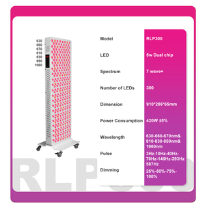 Stock UE, <span class=keywords><strong>Panneau</strong></span> de luminothérapie <span class=keywords><strong>LED</strong></span> RLP300 1500W à 7 longueurs d'onde avec écran tactile et gradation pulsée pour le soin du visage et du corps - Product Image 3