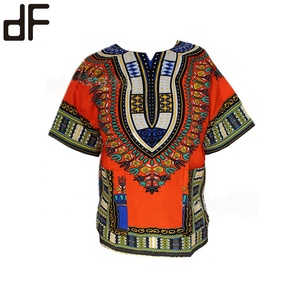 Grosir kaus Dashiki cetak katun 100% uniseks blus panjang atasan Afrika tradisional untuk wanita dan pria Kit Kitenge - Product Image 4