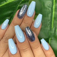 Marbre Pierre Style Acier X Cercueil Français Ongles Artificiels Gel Enfants Appuyez Sur Les Ongles