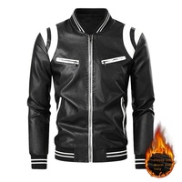 Veste en cuir PU imperméable coupe-vent à col montant pour homme, style décontracté et ample, automne, style moto et motard