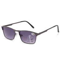 Lunettes de soleil progressives multifocales anti-lumière bleue, grises, carrées, fines, avec verres correcteurs, en métal, pour femmes et hommes