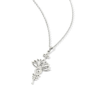 Collar con Colgante de Flor de Loto de <span class=keywords><strong>Titanio</strong></span> Simple para Mujer y <span class=keywords><strong>Hombre</strong></span>, Joyería de Acero Inoxidable - Product Image 3