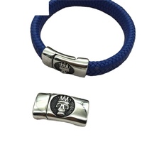 Faire 12x6mm cordon en cuir plat bracelet fermoirs crochet crâne fermoirs en acier inoxydable pour le cuir
