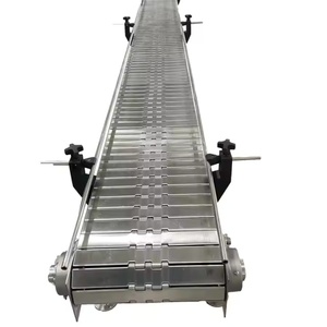 Içecek endüstrisi için 304 paslanmaz çelik eğri Slat zincirli konveyör düz üst zincir hız ayarlanabilir montaj hattı makinesi - Product Image 4