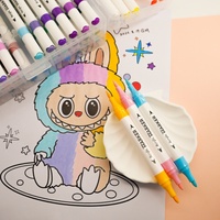 Stylos à double pointe pour l'art corporel sur ongles en acrylique, 12 à 48 couleurs, à base d'eau, séchage rapide, kit de tatouage temporaire DIY pour manucure, marqueur sûr pour la peau