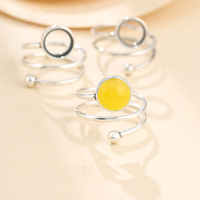 S925 Sterling Silber Einfacher runder Ring Leerer Halter Eingelegter Bienenwachs Jade Öffnungs ring Basis rohlinge für DIY Zubehör Schmuck