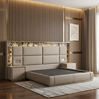 KMJ Modernes Luxus-Polsterbettgestell Queen-Size Italienisches Hauptschlafzimmer Doppelbett Lederbett Möbelset