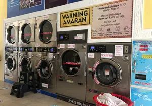 Máquina de lavar roupa elétrica comercial mais vendida, máquina de lavar roupa automática industrial com moeda, capacidade de 12kg-22kg
