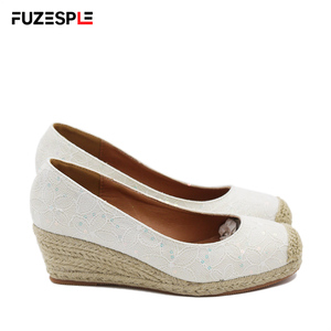 Espadrilles compensées pour <span class=keywords><strong>femme</strong></span>, style pêcheur, à plateforme, semelle épaisse, tige en tissu à paillettes, couleur unie, à enfiler, talon de 6 cm, collection automne - Product Image 6