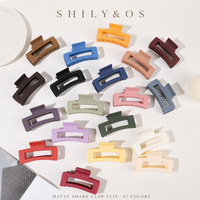 Shily&OS Premium Pince à Cheveux Carrée Mate Élégante Faite à la Main de 8,5 cm - 67 Couleurs Pinces Requin pour Chignon pour Femmes (Plastique)