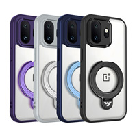 Étui de téléphone magnétique transparent anti-traces de doigts et anti-jaunissement avec support pour OnePlus 15, 13T, 13S, 13R, 1+ 13 PRO, Nord 4, CE4 LITE