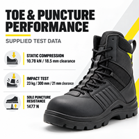 Bottes de protection pour pompiers à tige basse, chaussures en cuir et toile noires à lacets avec embout de protection