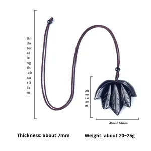 Collier pendentif en pierre d'agate naturelle, feuille d'érable <span class=keywords><strong>canadienne</strong></span> polie, source transfrontalière - Product Image 5