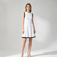 Mini-robe d'été en tricot pour femme, col rond à volants, silhouette crayon, tenue décontractée pour tous les jours