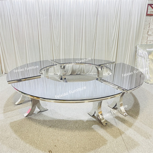 Foshan mariage serpentine argent rond demi-lune <span class=keywords><strong>en</strong></span> acier inoxydable <span class=keywords><strong>verre</strong></span> haut S forme <span class=keywords><strong>Table</strong></span> à <span class=keywords><strong>manger</strong></span> - Product Image 3