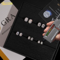 Pendientes de Lujo con Certificado GRA, Unisex, Ovalados, 1ct 2ct 3ct, Plata 925, Moissanita, Solitario
