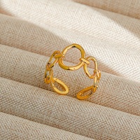Cincin jari terbuka susun model tetesan minyak tidak beraturan, berlapis emas titanium steel, multi gaya, dapat disesuaikan, untuk wanita, perhiasan modis