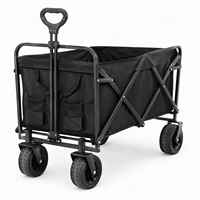 Chariot de camping pliable robuste à quatre roues, poignée réglable, grande capacité, tissu Oxford, cadre en acier, écologique, respirant