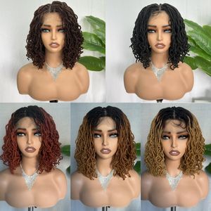 <span class=keywords><strong>Peluca</strong></span> de <span class=keywords><strong>rastas</strong></span> rizadas rubias y naranjas de 16 pulgadas, pelucas trenzadas de encaje corto de ganchillo sintético africano Faux Locs para mujer - Product Image 6