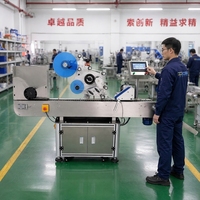 Machine d'étiquetage automatique horizontale pour ampoules, flacons et petits cylindres ronds, avec trémie et roue d'alimentation