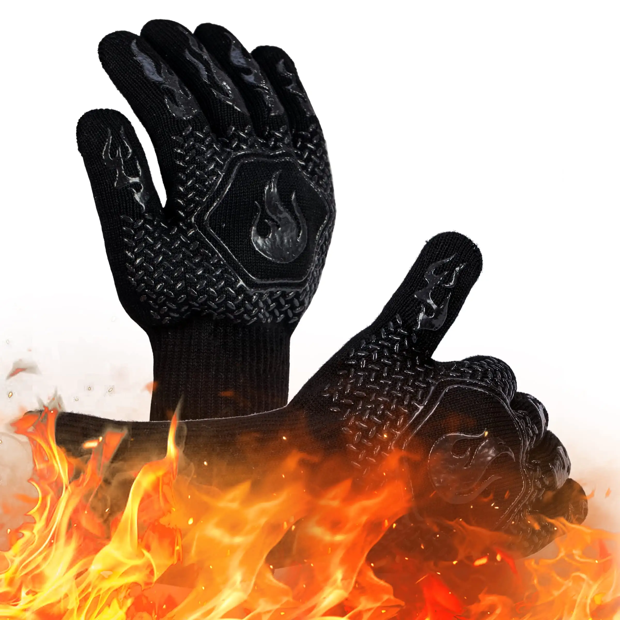 1472F 800 Degree Fireproof Heat Resistant BBQ Gloves Food Grade Silicone Oven Mitt Cooking Microwave Non-Slip Kitchen Gloves