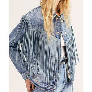 <span class=keywords><strong>Giacca</strong></span> di Jeans <span class=keywords><strong>Oversize</strong></span> da <span class=keywords><strong>Donna</strong></span> con Dettagli Personalizzati in Strass e Frange, Cappotto Invernale Vintage Stile Boho - Product Image 5