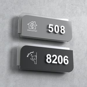 Placas de nombre de puerta de oficina acrílicas personalizadas, letreros de número de habitación de hotel de apartamento de Color dorado - Product Image 5